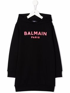 Balmain Kids платье-худи с логотипом
