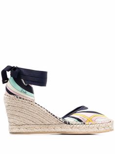 Emilio Pucci босоножки из рафии с графичным принтом