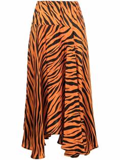 Balenciaga шелковая юбка миди с тигровым принтом