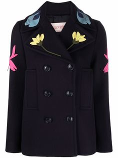 Valentino двубортный бушлат с вышивкой