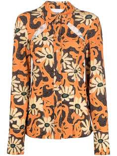 Nanushka рубашка с вырезами и цветочным принтом