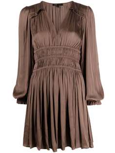 Maje плиссированное платье мини с V-образным вырезом