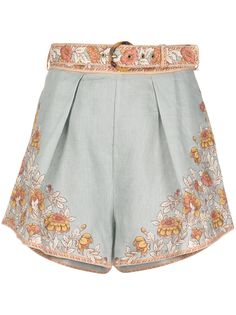 ZIMMERMANN льняные шорты Andie с цветочным принтом