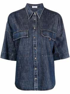 Brunello Cucinelli джинсовая рубашка с короткими рукавами