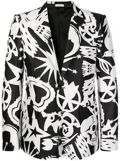Alexander McQueen пиджак с графичным принтом