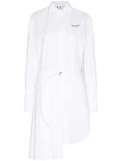 Off-White платье-рубашка мини с плиссировкой и логотипом