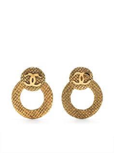 Chanel Pre-Owned серьги-кольца 1980-1990-х годов с логотипом CC