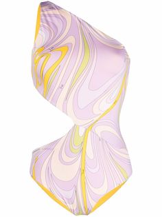 Emilio Pucci купальник на одно плечо с принтом Vortici