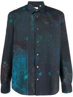 PAUL SMITH рубашка из органического хлопка с принтом Map