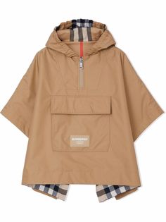 Burberry Kids двустороннее пончо с капюшоном