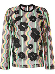 Comme des Garçons TAO топ с круглым вырезом и цветочным принтом