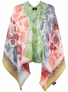 ETRO жаккардовое пончо с цветочным узором