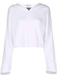 Brunello Cucinelli укороченное худи в рубчик