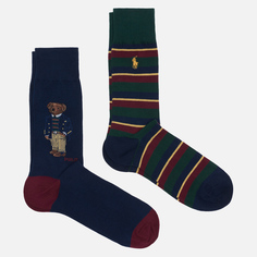 Комплект носков Polo Ralph Lauren Large Bear & Stripe Embroidered Polo Pony 2-Pack, цвет комбинированный
