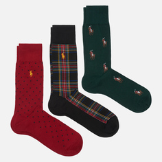 Комплект носков Polo Ralph Lauren Tartan Pony 3-Pack Gift Box, цвет комбинированный