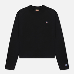 Женский лонгслив Champion Reverse Weave C Logo Cropped Custom Fit, цвет чёрный