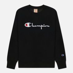 Женская толстовка Champion Reverse Weave Script Logo Crew Neck Regular Fit, цвет чёрный