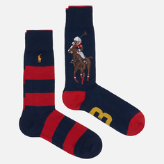 Комплект носков Polo Ralph Lauren Large Bear & Stripe Embroidered Polo Pony 2-Pack, цвет комбинированный