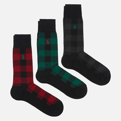 Комплект носков Polo Ralph Lauren Buffalo Plaid 3-Pack Gift Box, цвет комбинированный, размер 40-46 EU