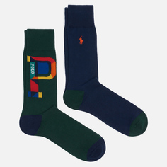 Комплект носков Polo Ralph Lauren Graphic Spectra & Embroidered Pony 2-Pack, цвет комбинированный, размер 40-46 EU