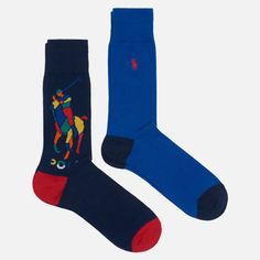 Комплект носков Polo Ralph Lauren Graphic Spectra & Embroidered Pony 2-Pack, цвет синий, размер 40-46 EU