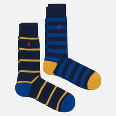 Комплект носков Polo Ralph Lauren Cotton Stripes Embroidered Polo Pony 2-Pack, цвет комбинированный