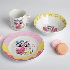 Наборы посуды &quot;Совята&quot;: тарелка ? 17см, миска 360мл, кружка 200мл Unknown