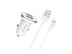 Зарядное устройство Borofone BZ12 Lasting 2xUSB + кабель Lightning White 6931474708656