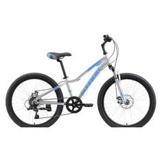 Велосипед STARK Rocket 24.2 D (2021), горный (подростковый), рама 12", колеса 24", серебристый/голубой, 15.9кг [hd00000292]