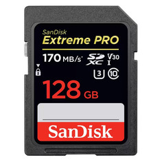 Карта памяти SDXC UHS-I U3 Sandisk Extreme Pro 128 ГБ, 170 МБ/с, Class 10, SDSDXXY-128G-GN4IN, 1 шт.