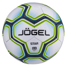 Мяч футбольный JOGEL Star, для паркета, 4-й размер, белый/синий [ут-00016948]