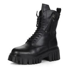Ботинки Черные ботинки на шнурках из кожи на подкладке из натуральной шерсти на тракторной подошве Respect