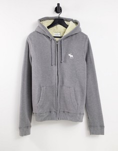 Худи серого цвета на флисовой подкладке Abercrombie & Fitch-Серый