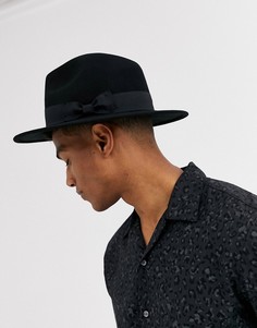 Черная фетровая шляпа из шерсти регулируемого размера ASOS DESIGN-Черный цвет