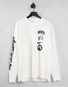 Лонгслив кремового цвета с рисунком на тему экологии Nike Basketball Move 2 Zero-Белый