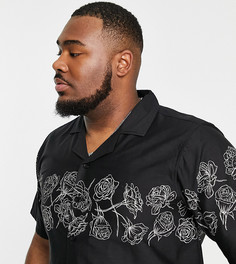 Рубашка с короткими рукавами, отложным воротником и принтом роз Bolongaro Trevor Plus-Черный