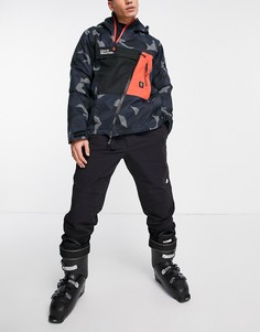 Черная лыжная куртка из технологичной ткани с камуфляжным принтом Surfanic Project X-Черный