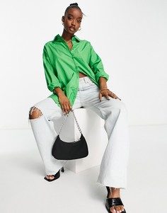 Ярко-зеленая нейлоновая рубашка в стиле extreme oversized Missguided-Зеленый цвет