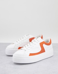 Оранжевые кроссовки на шнуровке Topshop Craft-Белый
