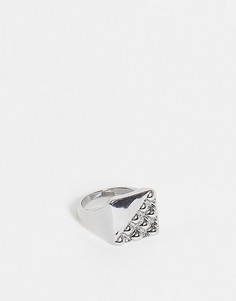 Серебристое кольцо-печатка со стеганым дизайном Topshop-Серебряный