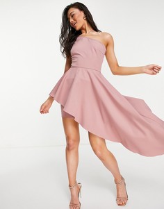 Пудровое платье мини на одно плечо AQAQ-Розовый цвет Aq/Aq