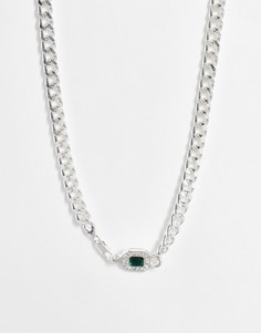 Серебристое ожерелье-цепочка с камнем и застежкой-зажимом WFTW-Серебристый