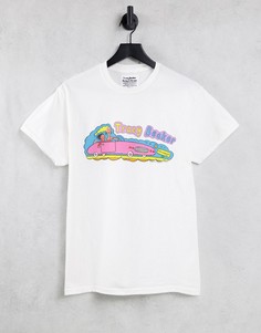 Свободная футболка с принтом розового автомобиля и надписью "Tracy Beaker" Daisy Street-Белый