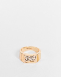 Золотистое кольцо-печатка с цифрой 100 WFTW-Золотистый