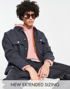 Черная джинсовая oversized-куртка с контрастной подкладкой ASOS DESIGN-Черный цвет