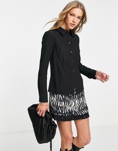 Черная приталенная рубашка из фактурной ткани в стиле 90-х Topshop-Черный цвет