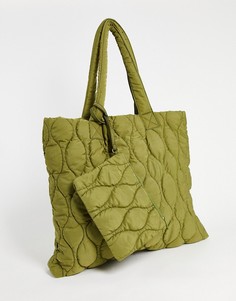 Стеганая спортивная сумка с сумкой-кошельком внутри ASOS 4505-Зеленый цвет