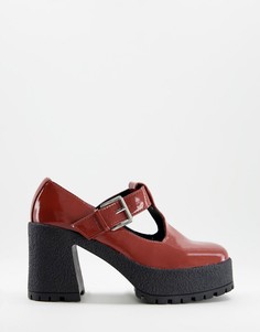 Лаковые туфли «Мэри Джейн» рыжего цвета с толстой подошвой и высоким каблуком ASOS DESIGN Spark-Оранжевый цвет