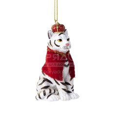 Елочная игрушка Белый Тигр в накидке 87625, 4.5х7.9х3.2 см