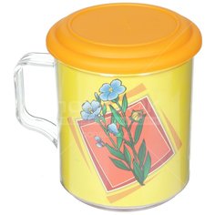 Термокружка пластик, 400 мл, Цветы, с крышкой, Martika, С549К